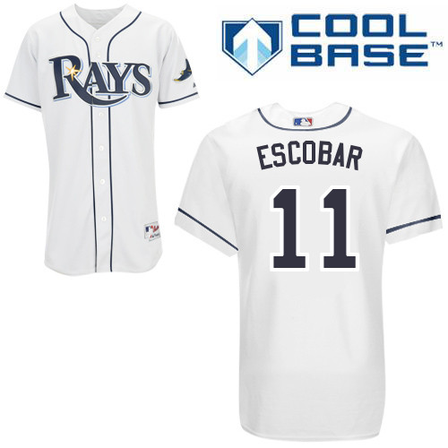 Yunel Escobar #11 MLB Jersey-Tampa Bay Rays Men's Authentic Home White Cool Base Baseball Jersey